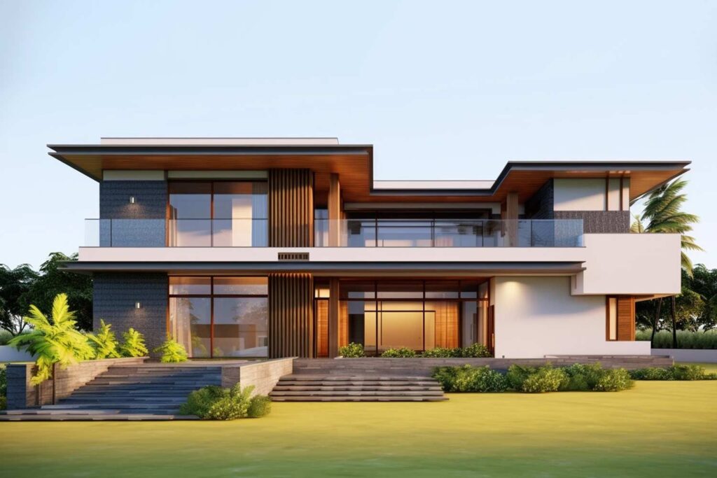 Casa de una planta con espacios amplios y conexión directa con el exterior