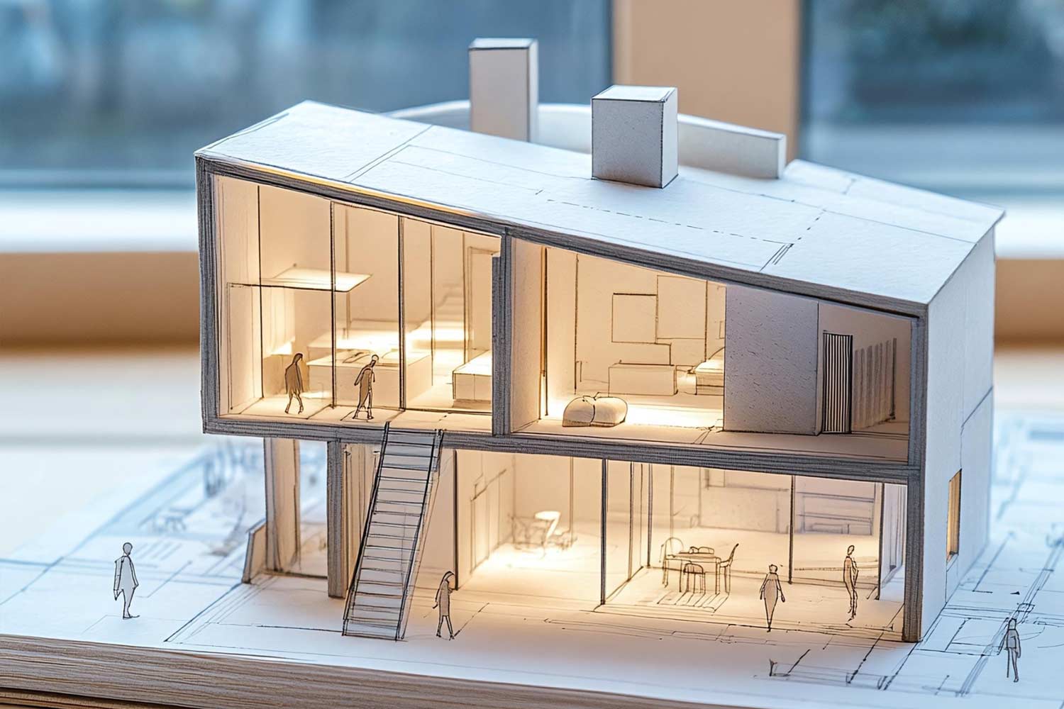 Render arquitectónico basado en una planificación previa de la vivienda